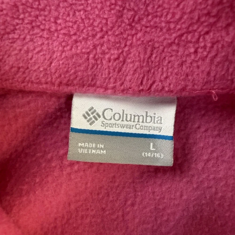 Columbia Fleece Jacket Girls Large 14/16 Pink Full Zip Lightweight Warm Outdoor